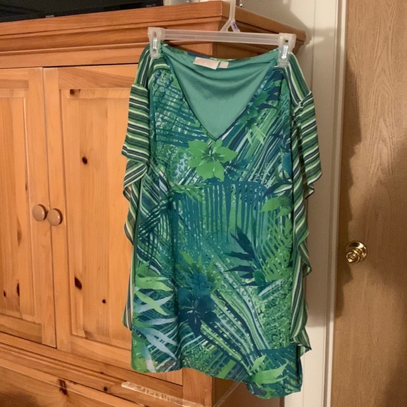 Belle by Kim Gravel Tops - Belle by Kim Gravel Tropical Jungle Flowy Georgette Blouse